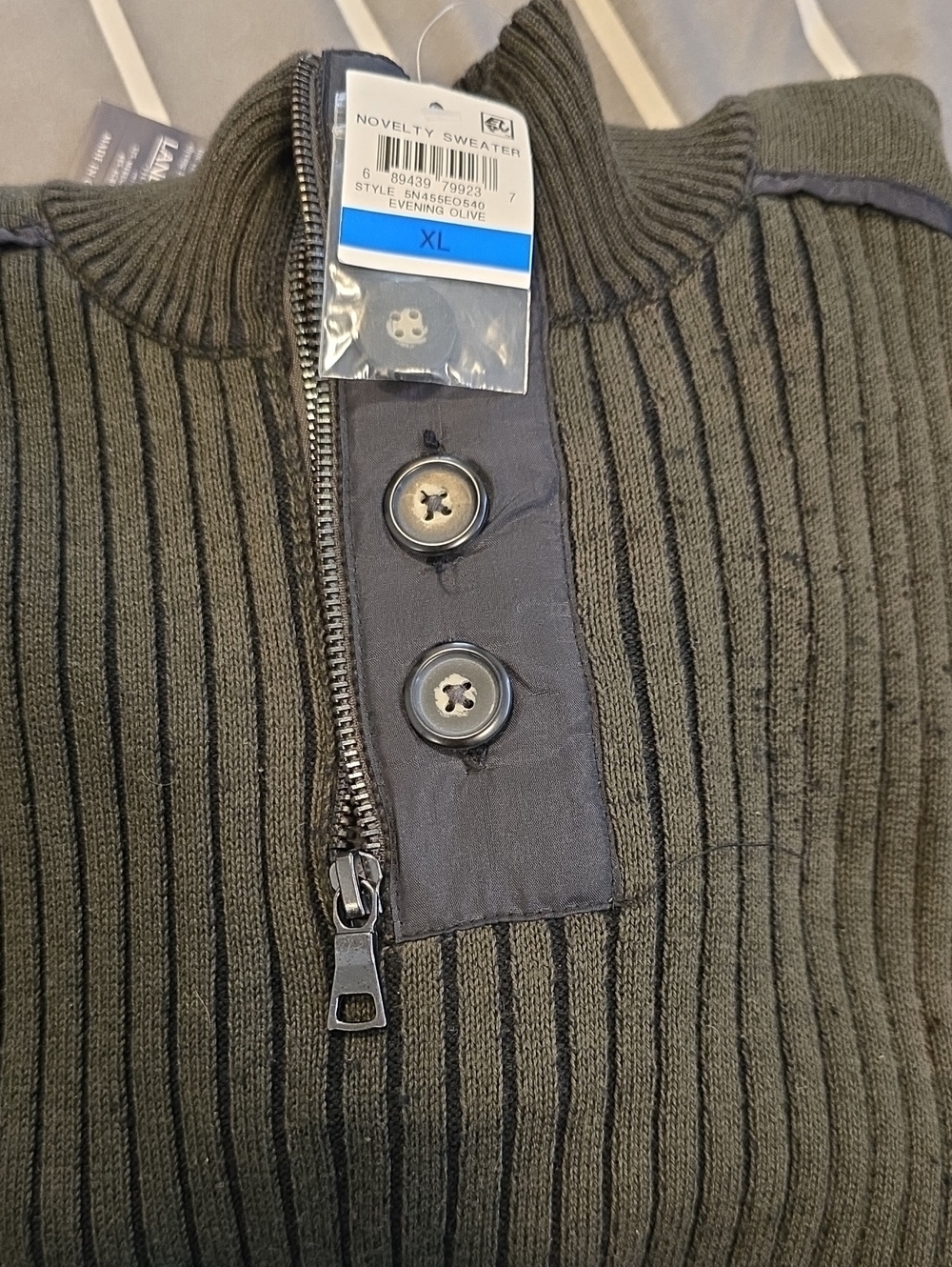INC International Concepts Evening Olive Ribbed Half-Zip Sweater